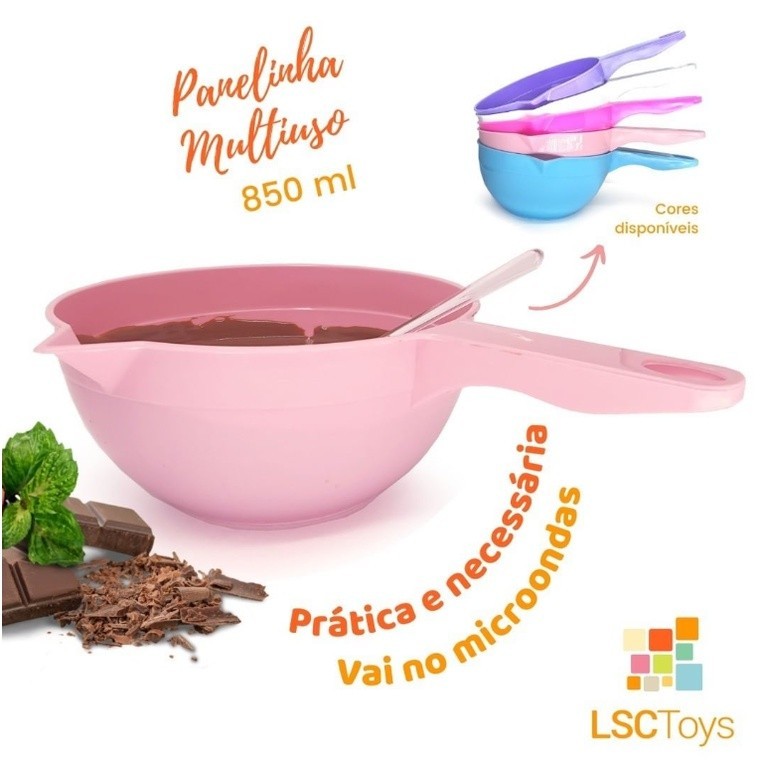 Panelinha Confeitaria Multiuso p/ Micro-Ondas 850ml Derretedeira de Chocolate LSC Toys