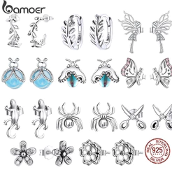 Bamoer Brincos Prata 925 Folha Minimalista Presente Feminino​