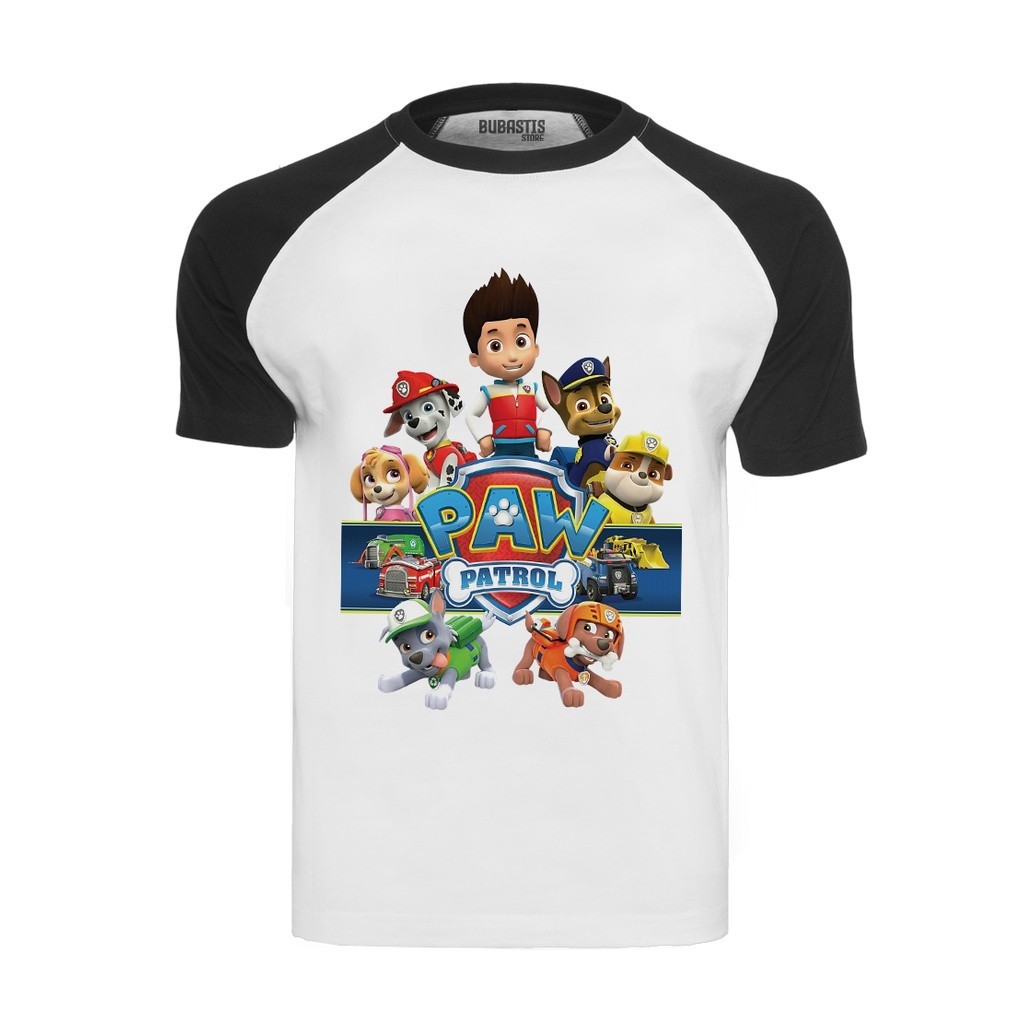 Camiseta Raglan Patrulha  Canina Cachorro Policial Bombeiro Pet Menina Menino Turma Infantil Adulto