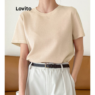 Lovito Casual Camiseta Feminina Lisa Básica L70AD018 (Damasco/Rosa)