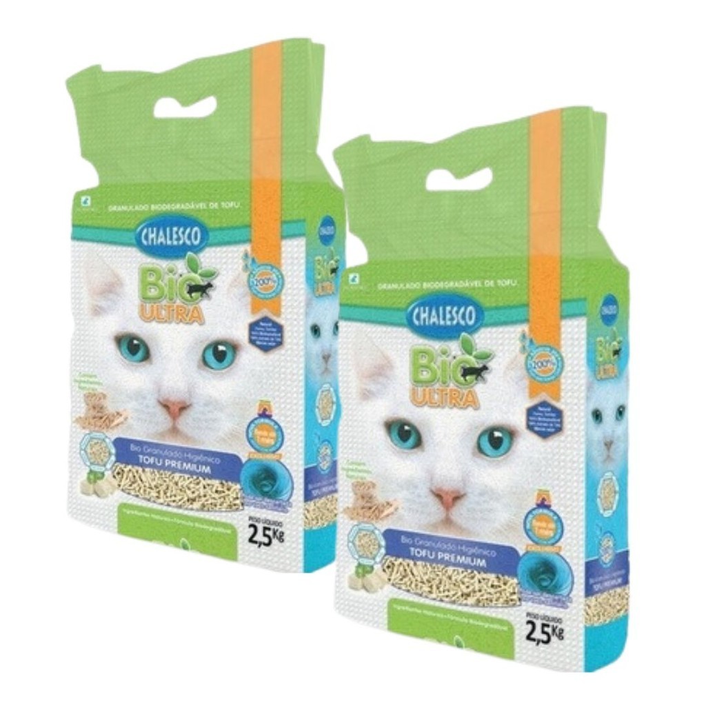 Kit 2 pacotes Granulado Higiênico Biodegradável Tofu Premium 2,5kg em Oferta na Shopee