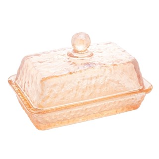 Manteigueira Lyor Petra de Cristal Martelado Âmbar 17cm