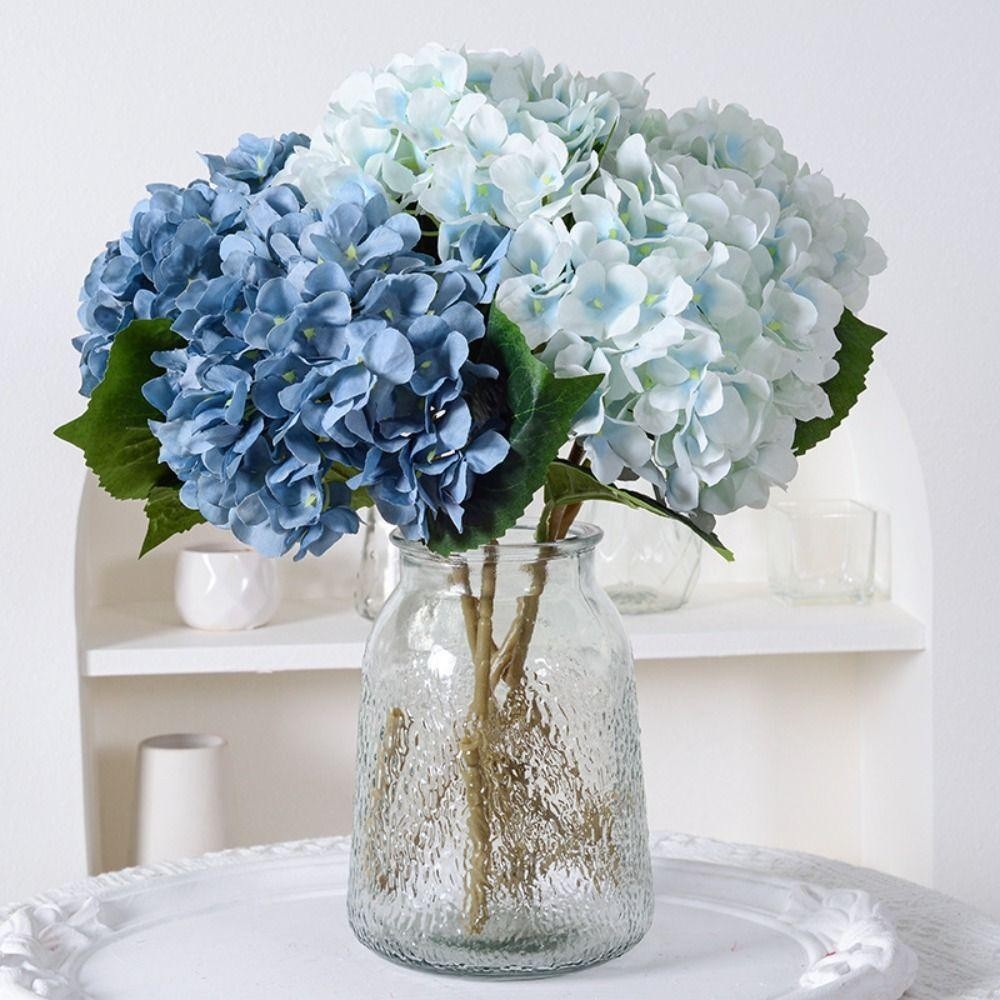 Hortênsia Artificial OCEA , Flores De Seda Falsas Azuis De 45 Cm , Buquê De Realistas Coloridas