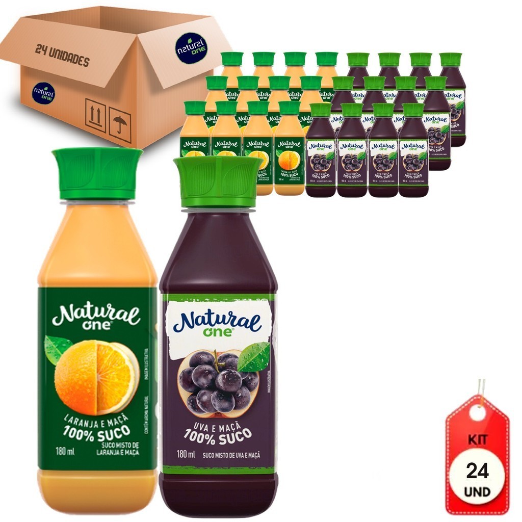 Suco Natural One Laranja-Maçã e Uva 180ml (24 Unidades) em Oferta na Shopee