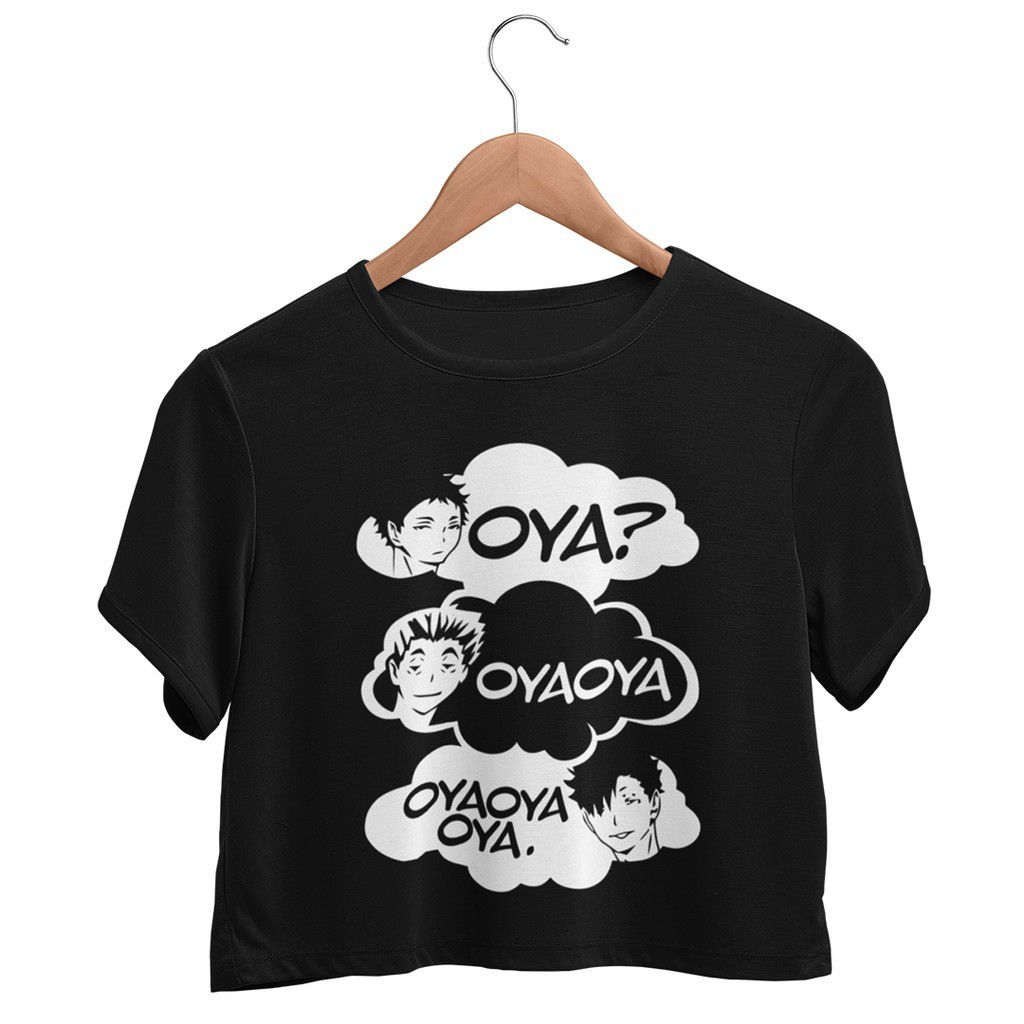 Cropped Feminino Anime Haikyuu!! Volêi Esporte Camisa Preto