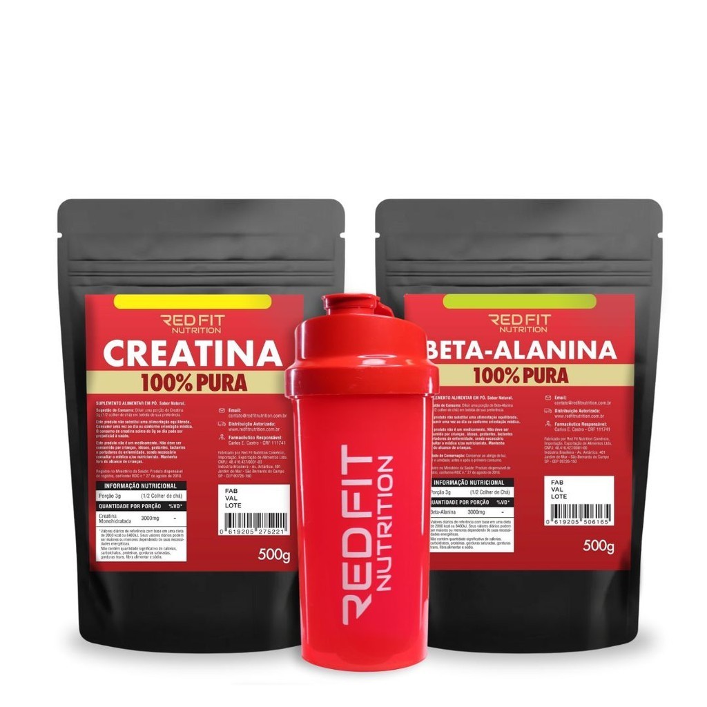 Suplemento em pó Red Fit Nutrition Importado 100% Puro Creatina 500g Beta-Alanina Pré Treino 500g