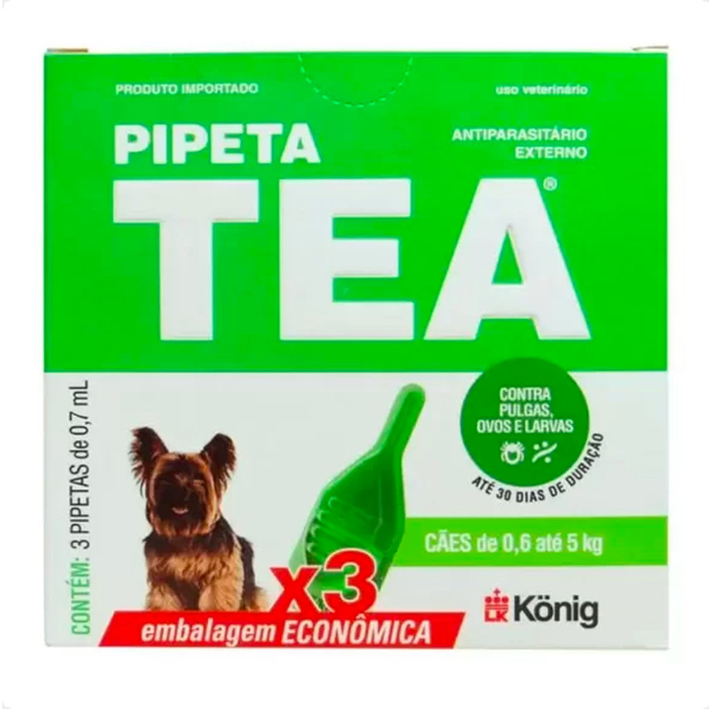 Tea Pipeta 0,7ml Antiparasitário para Cães de 0,6 até 5Kg - 3 Pipetas