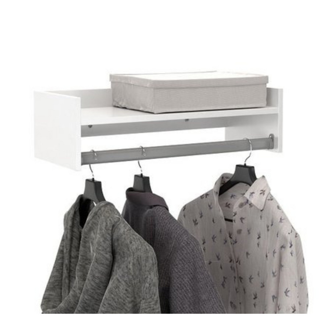 PRATILEIRA CABIDEIRO ARARA DE QUARTO CLOSET MDF 60CM BRANCO