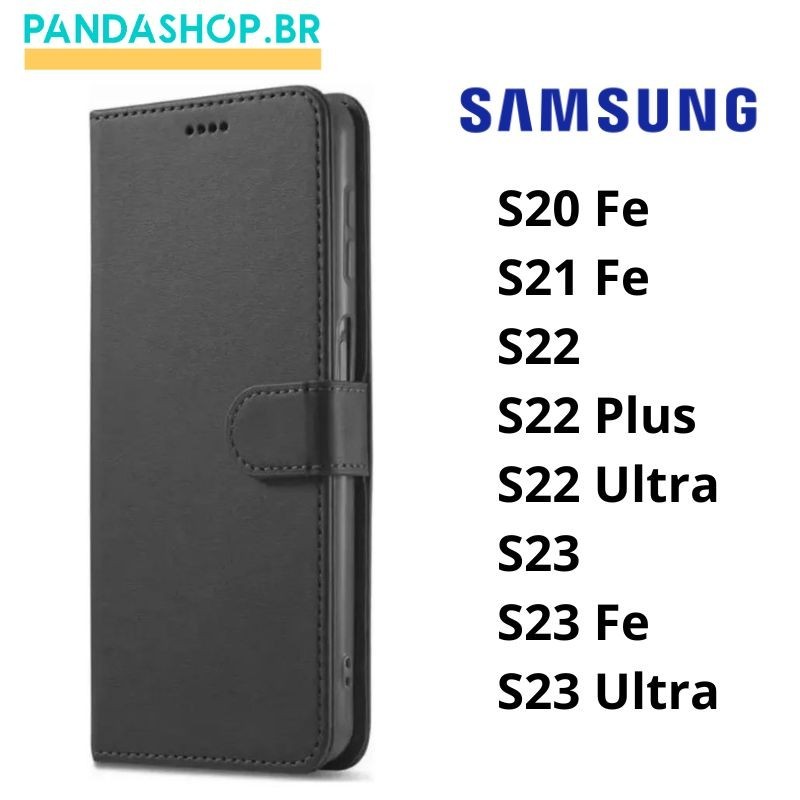 Capa Case Flip Carteira Para Samsung Galaxy Linha S20 Fe/ S21 Fe/ S22/ S22 Plus/ S22 Ultra/ S23/ S23 Fe/ S23 Ultra em Oferta na Shopee