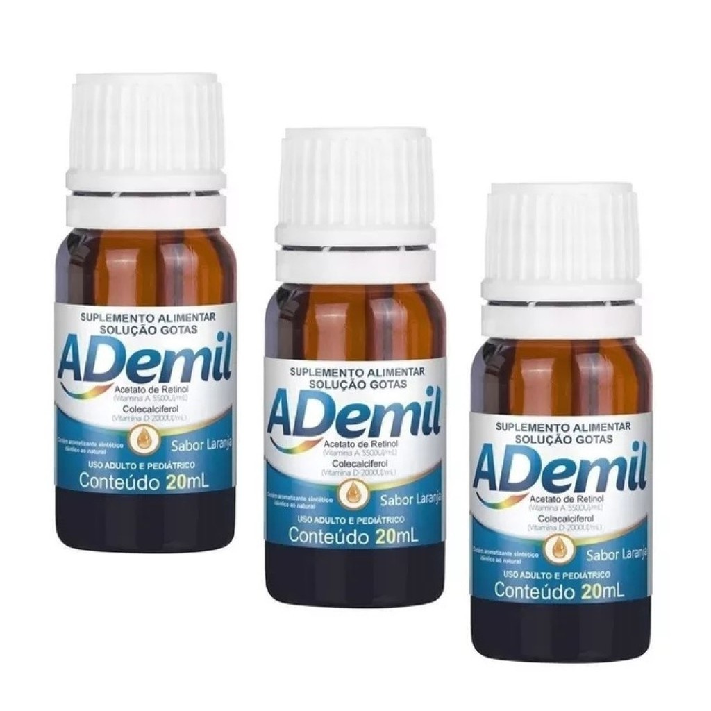 Kit 3 Vitamina Ademil 20ml Vitaminas A e D - Arte Nativa