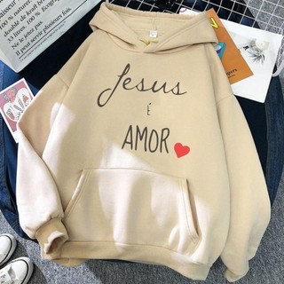Casaco de frio Jesus é amor Moletom estampa cristã