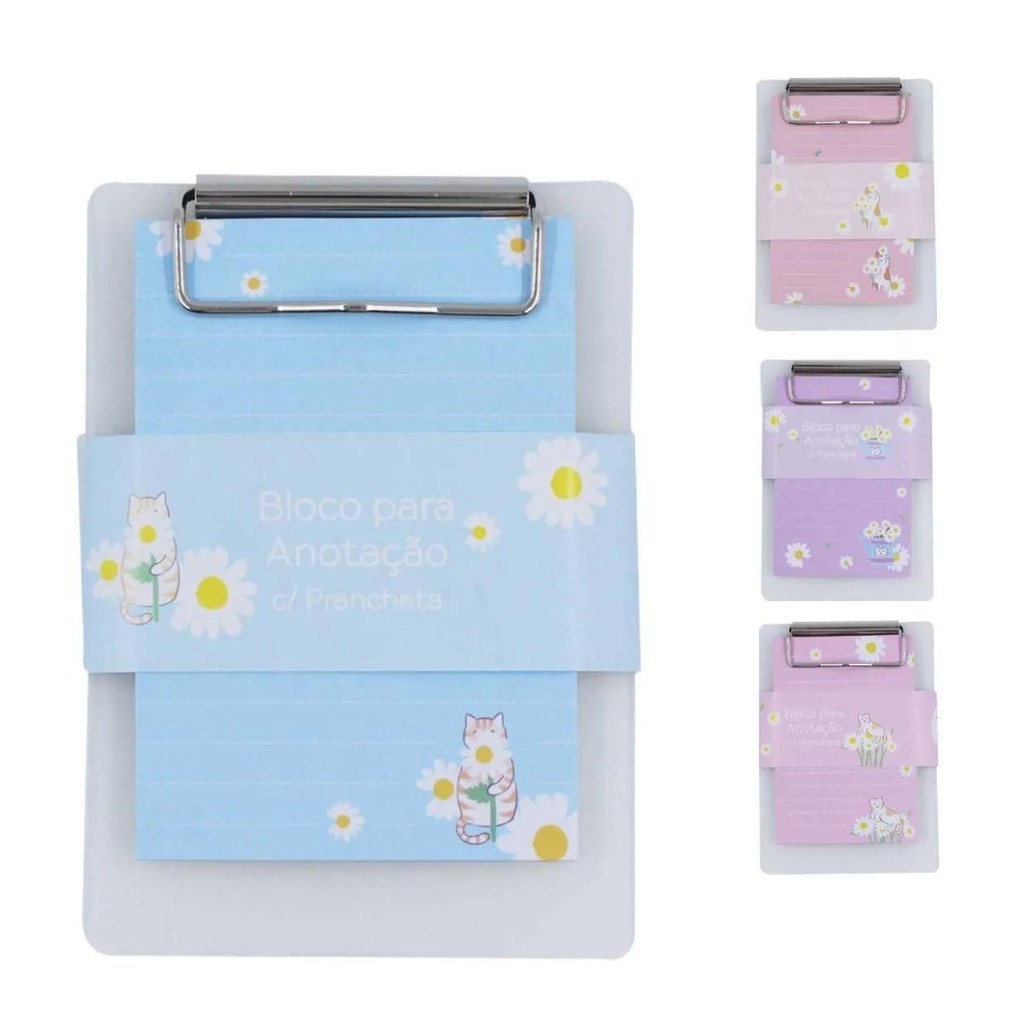 Bloco de anotacao fofo kawai com mini Prancheta