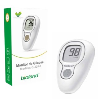 Glicosímetro Bioland G-425-3 Cinza Medidor Glicose Aparelho Glicemia G4253 Digital P/ Medir Diabetes em Oferta na Shopee