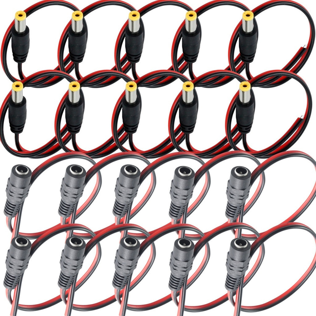 Kit 10 Conector Plug P4 Rabicho Fêmea E 10 P4 Rabicho Macho Alarmes Cftv Positivo Negativo