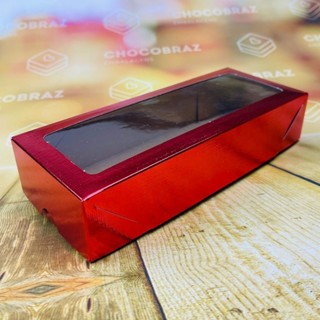 10~50 CAIXA LAMINADA C/ VISOR (10 DOCES) 4x20x8 cm  VERMELHO 4682 em Oferta na Shopee