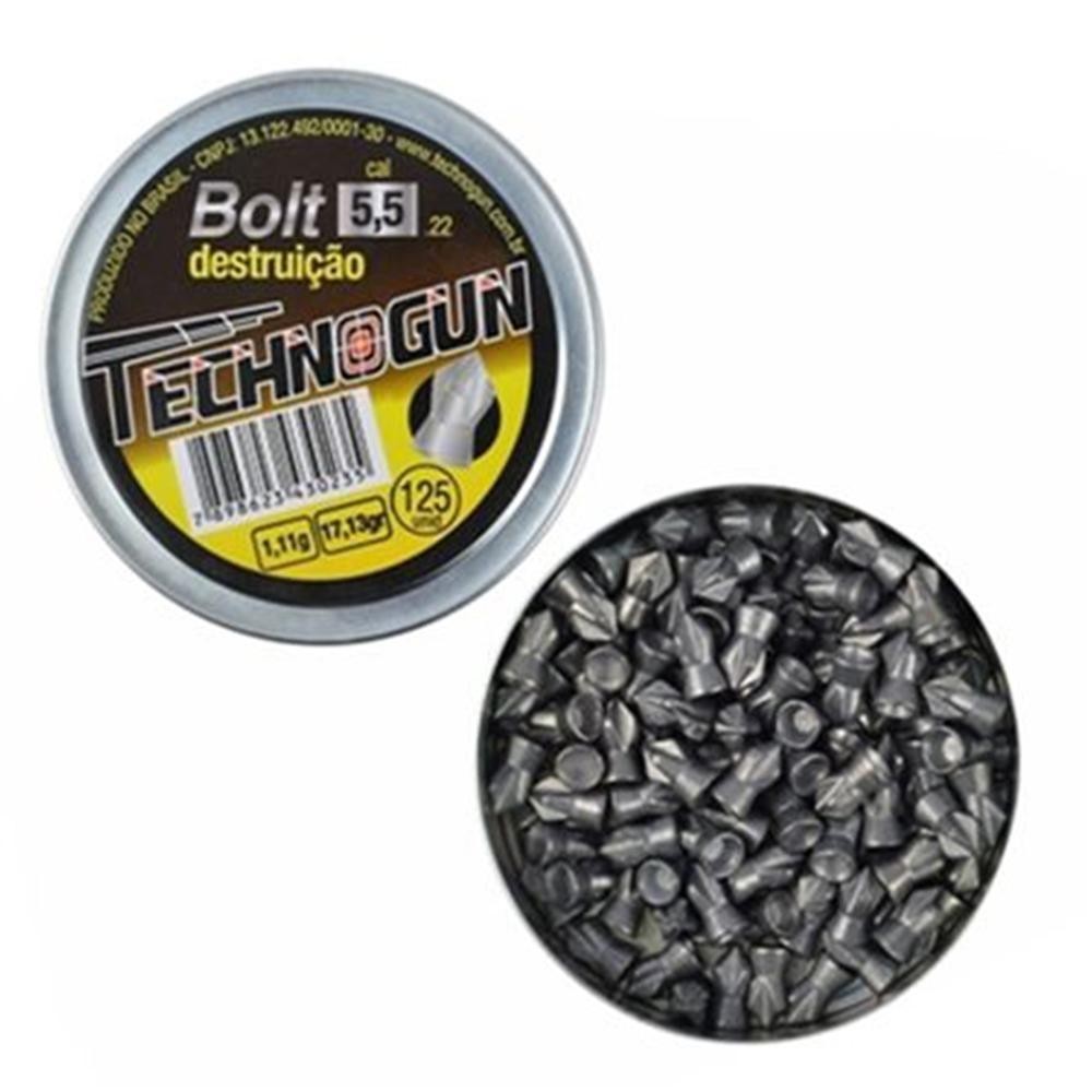 Chumbinho Bolt Destruição 5.5mm 125 Unidades – Technogun - Sports & Outdoors
