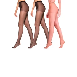 Kit com 3 Meias Calças Fio 15 Clássica Fina Loba 5760-001 Colorido