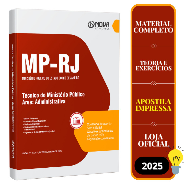 Imagem Apostila MP-RJ  2025- Técnico do Ministério Público - Área: Administrativa