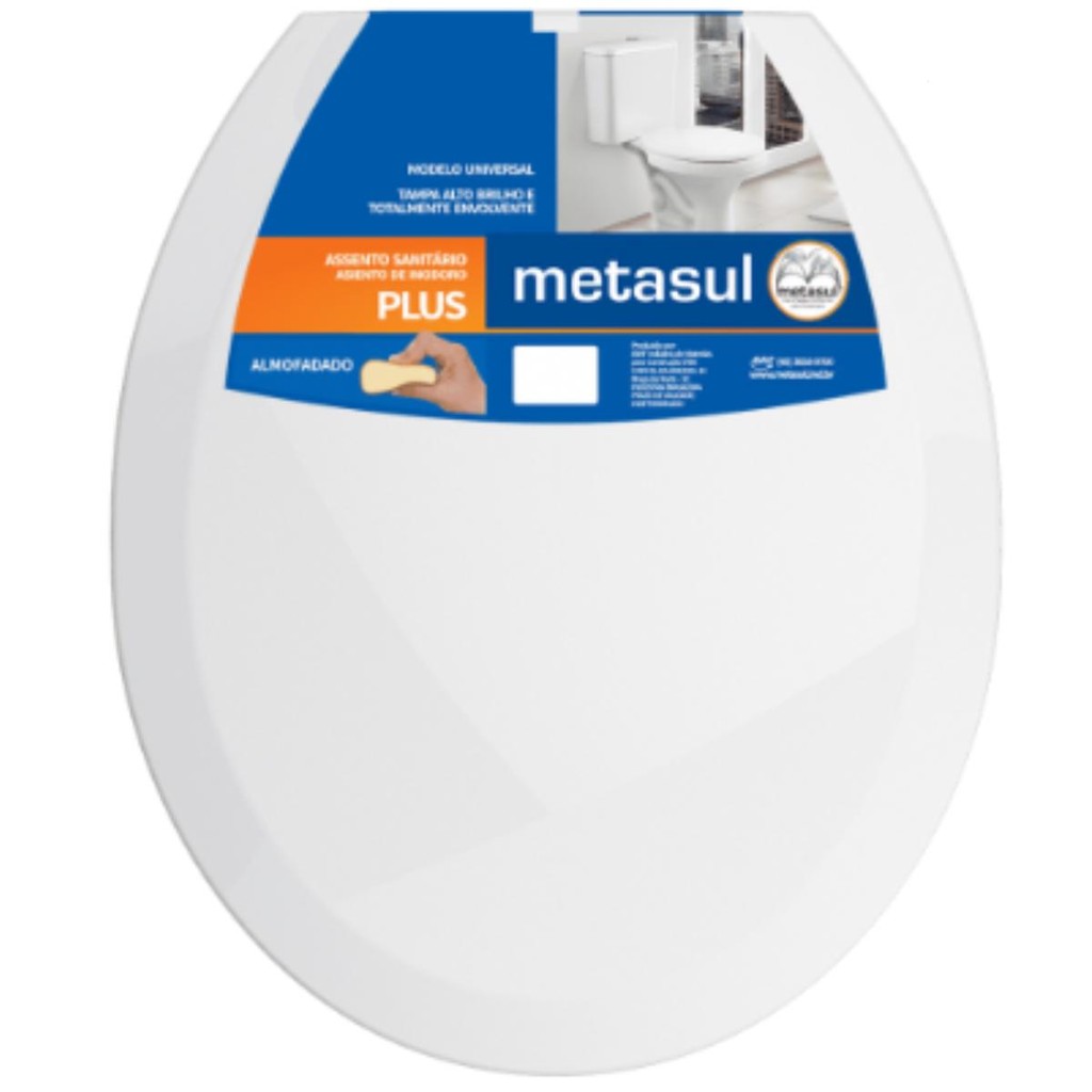 Assento Sanitário Almofadado Oval Slim Branco Metasul em Oferta na Shopee