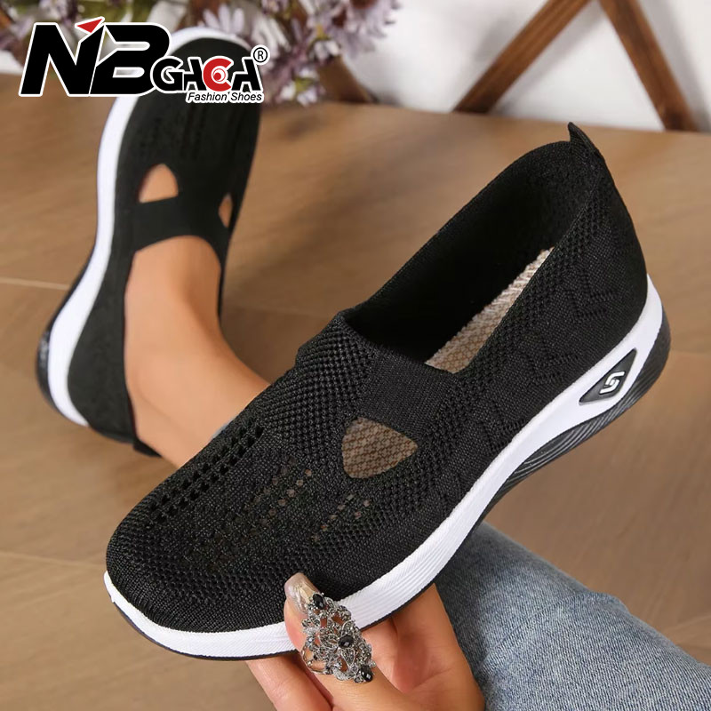 Feminino Casual 2025 Novos Sapatos De Malha Sola Macia Respirável Tênis Confortável Caminh...