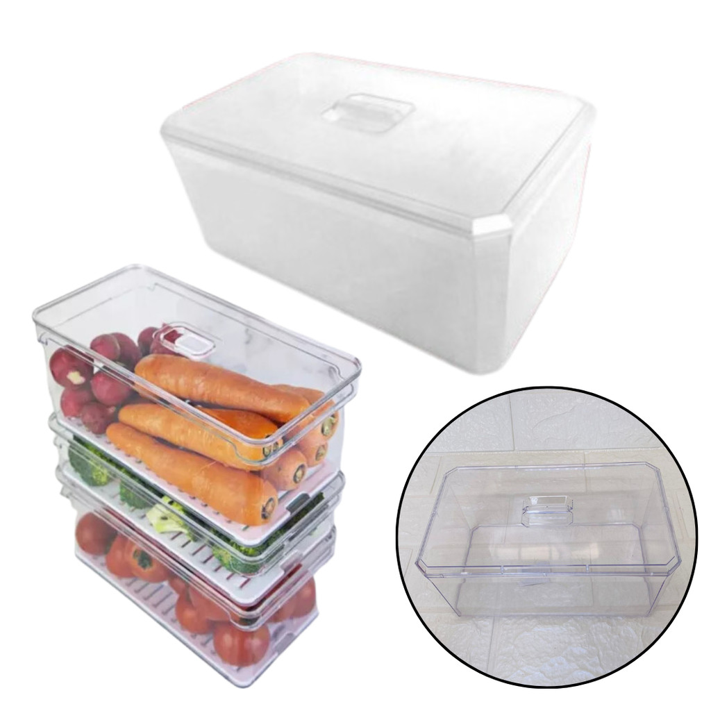1~5 Caixa Acrílica Retangular Com Puxador 20x12 Armazenador Organizador Objeto Comida Oldani