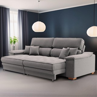 Sofá 3 Lugares Retrátil e Reclinável Pascal Linho Cinza em Oferta na Shopee