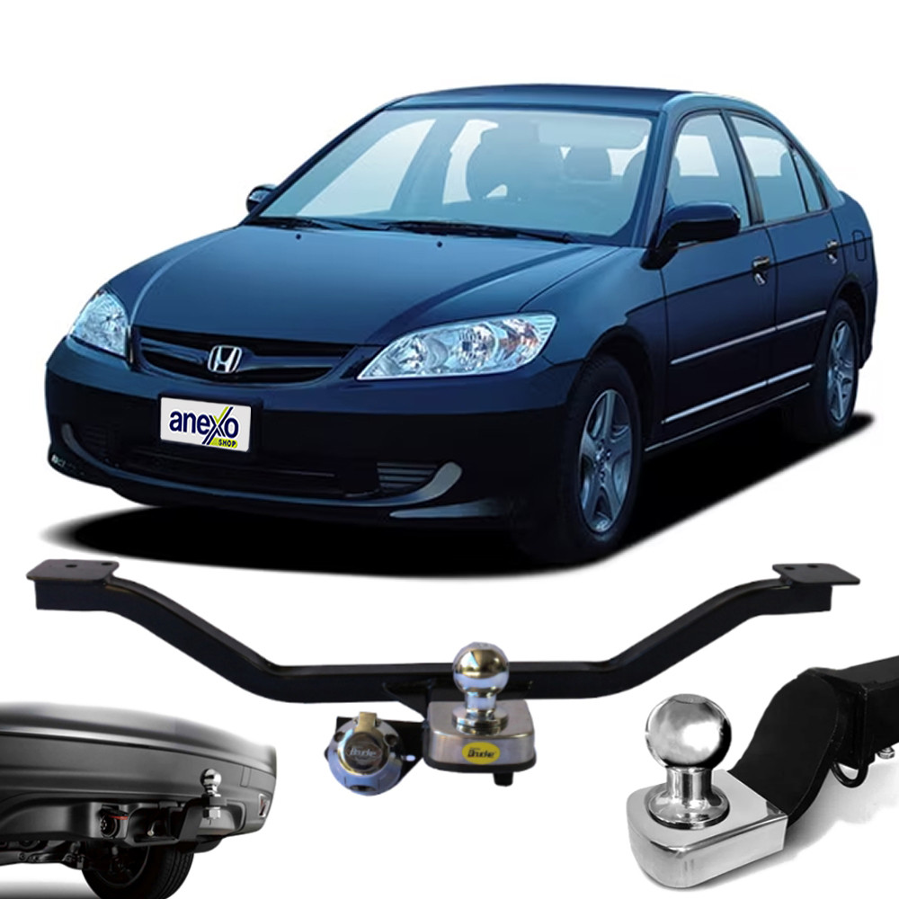 Engate Reboque Honda Civic 1996 a 2006 Brucke HO1008 Rabicho Tração 700kg Haste fixa