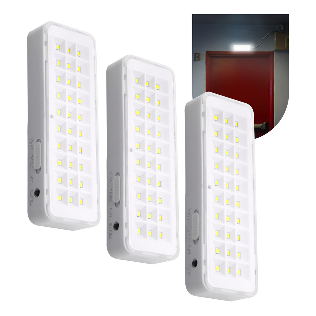 Kit Luminária De Emergência 30 leds Bateria Recarregável Branco Frio 110v/220v Evento Casa Empresa