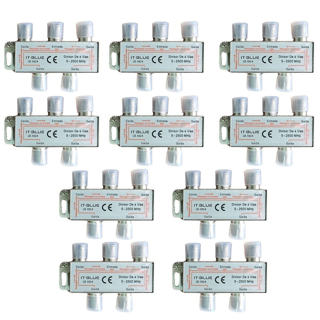 Kit 10 Divisor De Antena 4 Saidas Universal A Cabo Uhf Vhf Digital