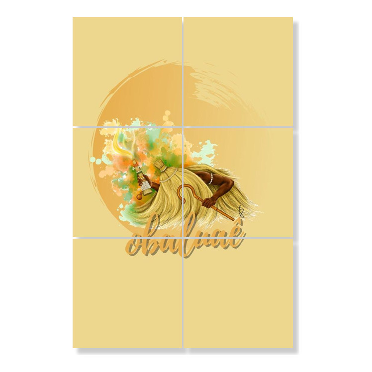 Kit Quadros Obaluaê Cura E Doença Em Azulejo 60x40cm