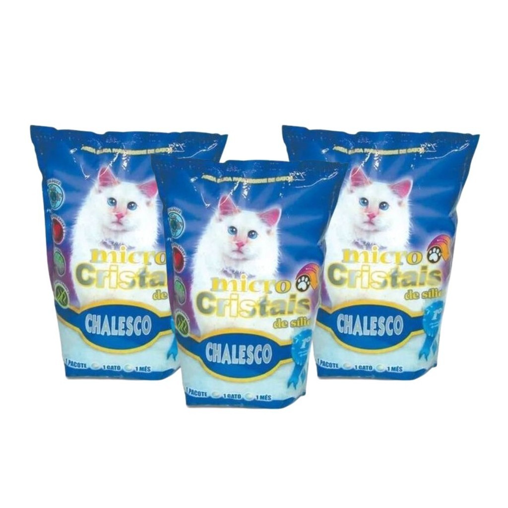 Kit 3 Areia Sanitária Micro Cristais Sílica Em Gel 1,8kg Chalesco - Pets