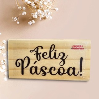 Carimbo Feliz páscoa G - Tam. aprox. 10x4,5cm em Oferta na Shopee