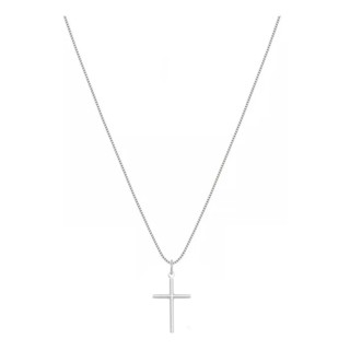 Colar prata 925 veneziana 60cm com pingente Cruz 1,8cm