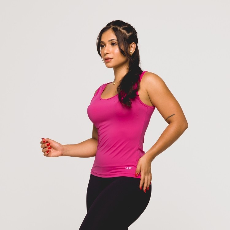 Regata Fitness Feminina Microfibra Academia Rosa Toque Gelad em Oferta na Shopee