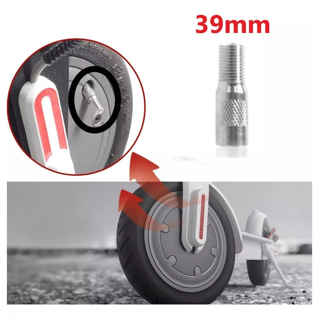 Adaptador Extensor Bico Metal Encher Pneu Patinete Eletrico 39mm