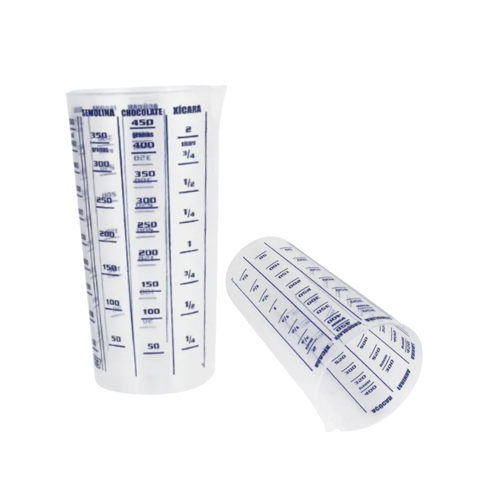 Copo Para Receitas Medidor 500Ml Gramas com Graduação de Xícara Chocolate, Semolina, mL, Arroz, Farinha e Açúcar