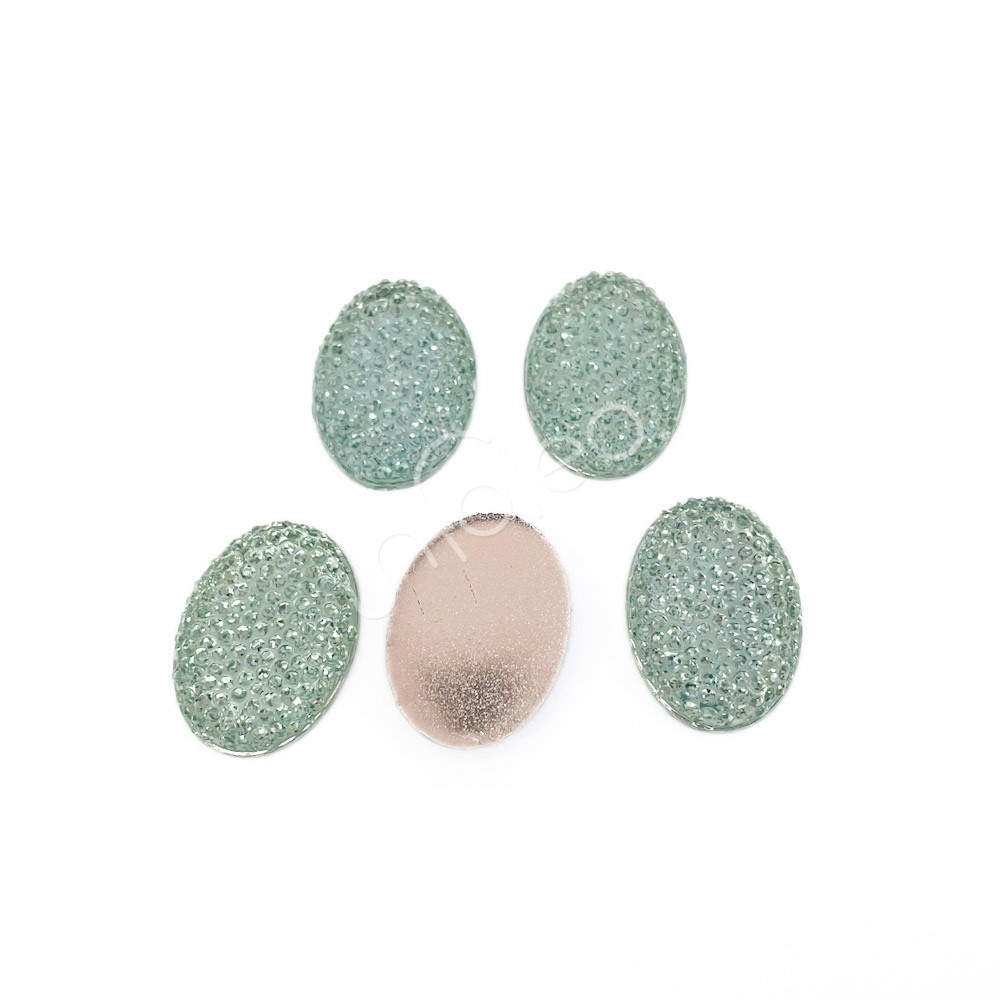 Chaton Acrílico Oval 18x25mm Oval Cascudo Azul Turquesa - 5 unidades