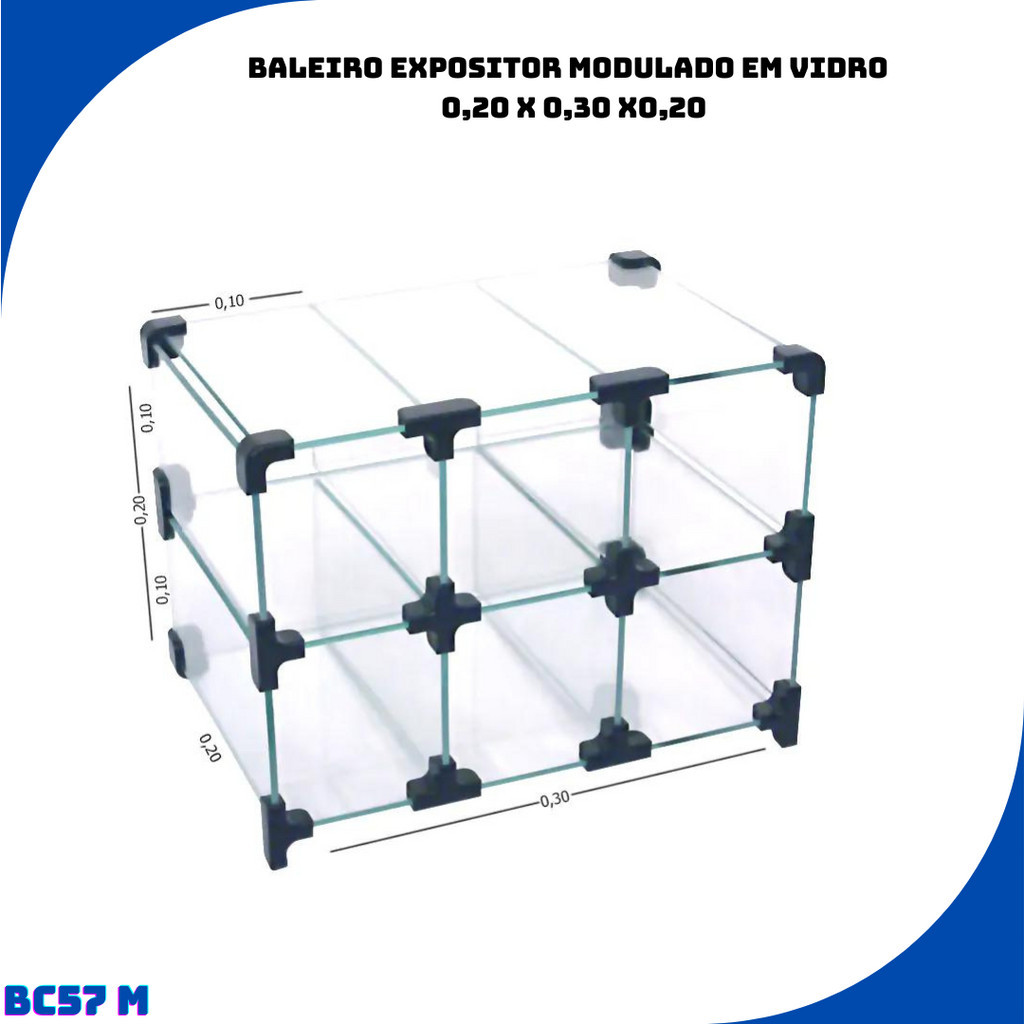 Baleiro Expositor Modulado em Vidro - 0,20 x 0,30 x0,20 TOP em Oferta na Shopee