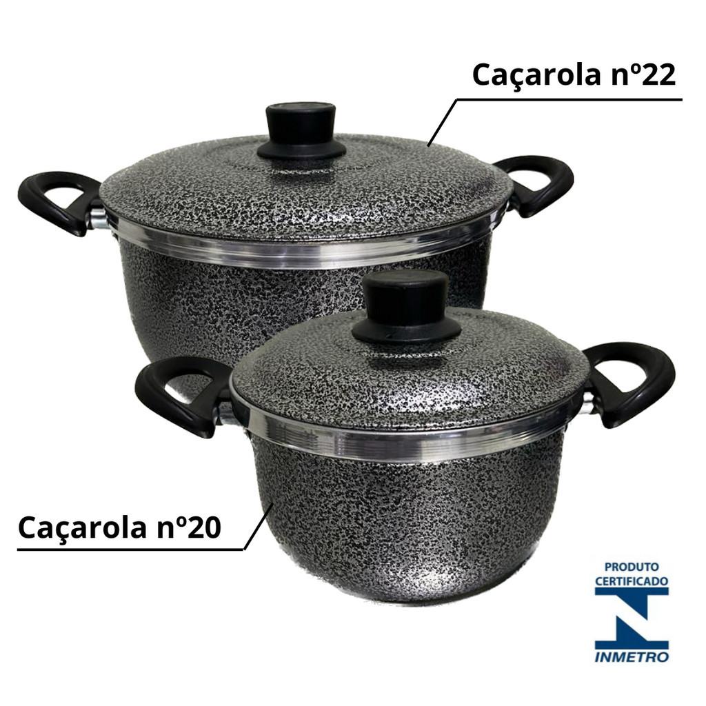 Kit Panelas Avulsas Grandes Alumínio Grosso Craquelado N. 22 e N. 20 em Oferta na Shopee