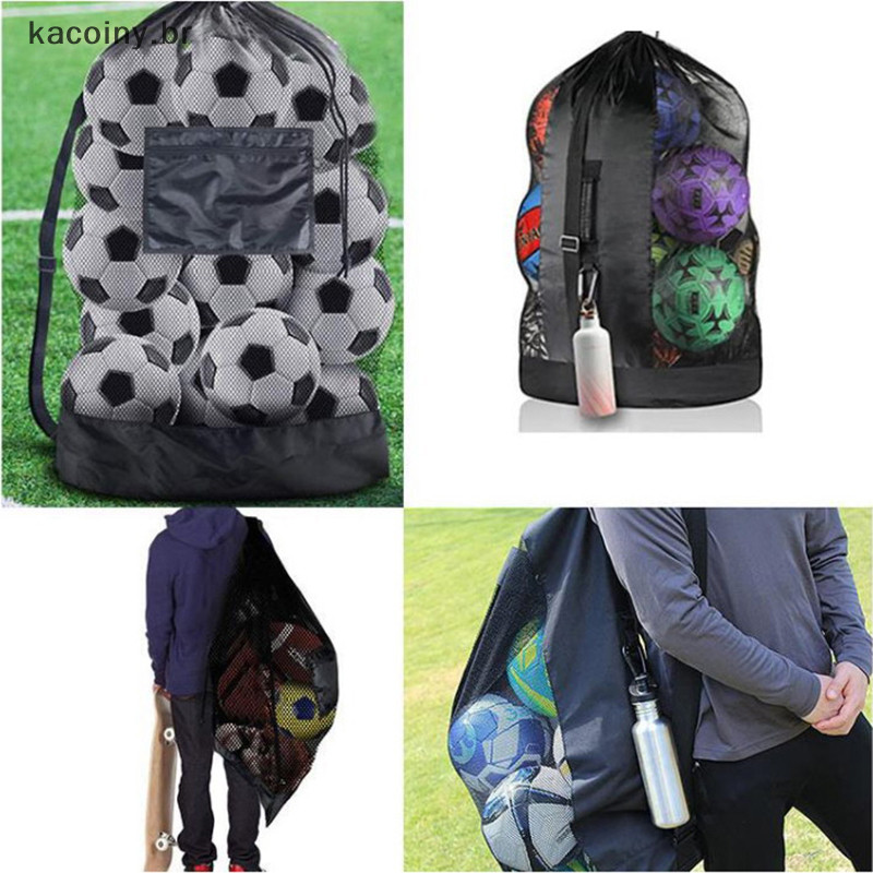 kainy Saco De Malha Extra Grande Cordão Armazenamento De Basquete Com Bolso Zíper Voleibol Futebol Net Pacote Sacos De G em Oferta na Shopee