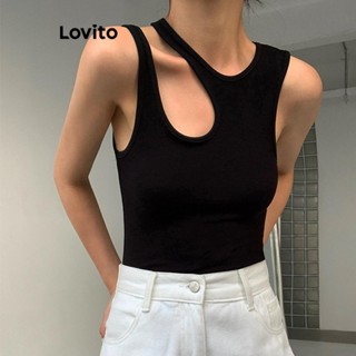 Lovito Regata Casual Lisa Assimétrica Para Mulheres LNL47016