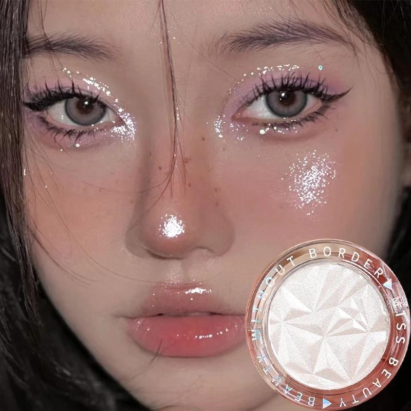 Paleta De Pó Destacador Monocromático Glitter Highlighter 2 Cores Iluminador De Contorno Mate Brilhante Maquiagem Em Destaque Cosméticos