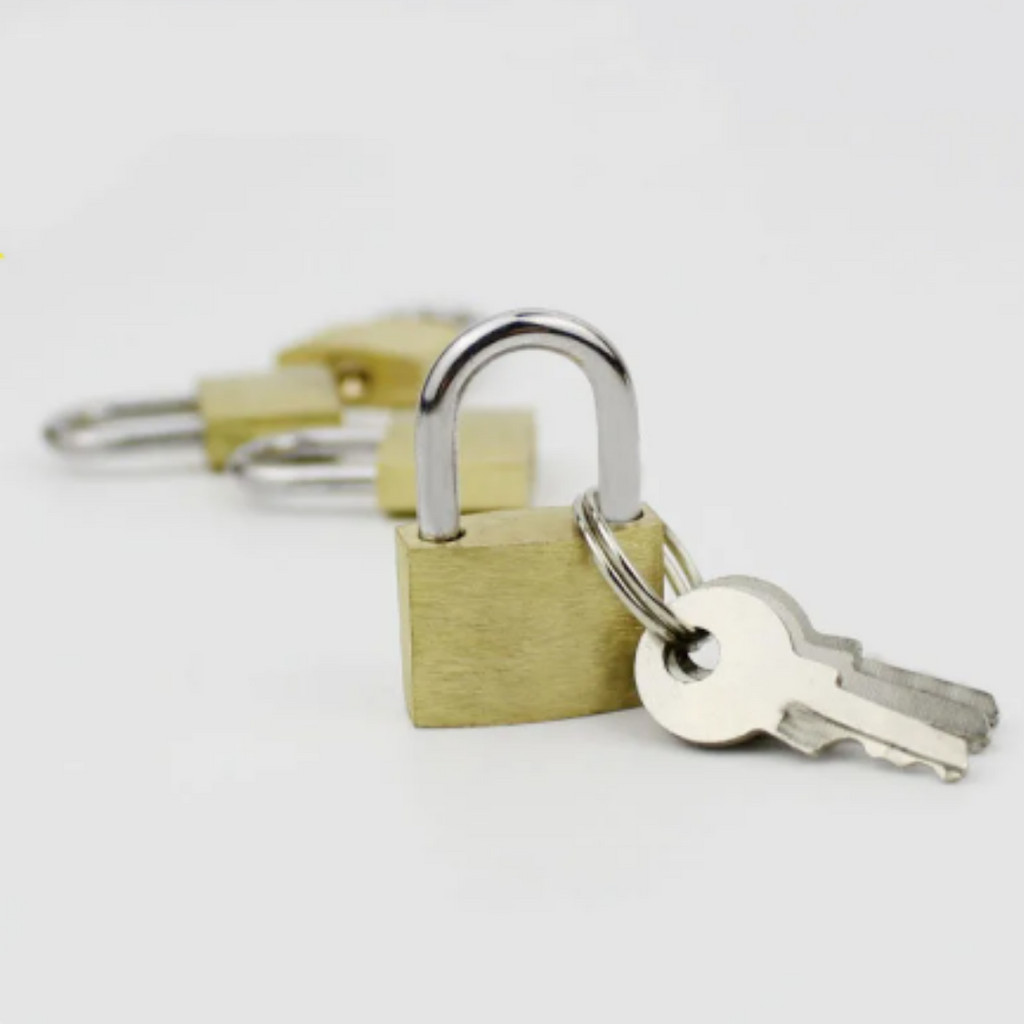 Imagem Kit 2 Mini Cadeados 20mm Para Janela Mala  Armarios Antifurto Com 2 Chaves