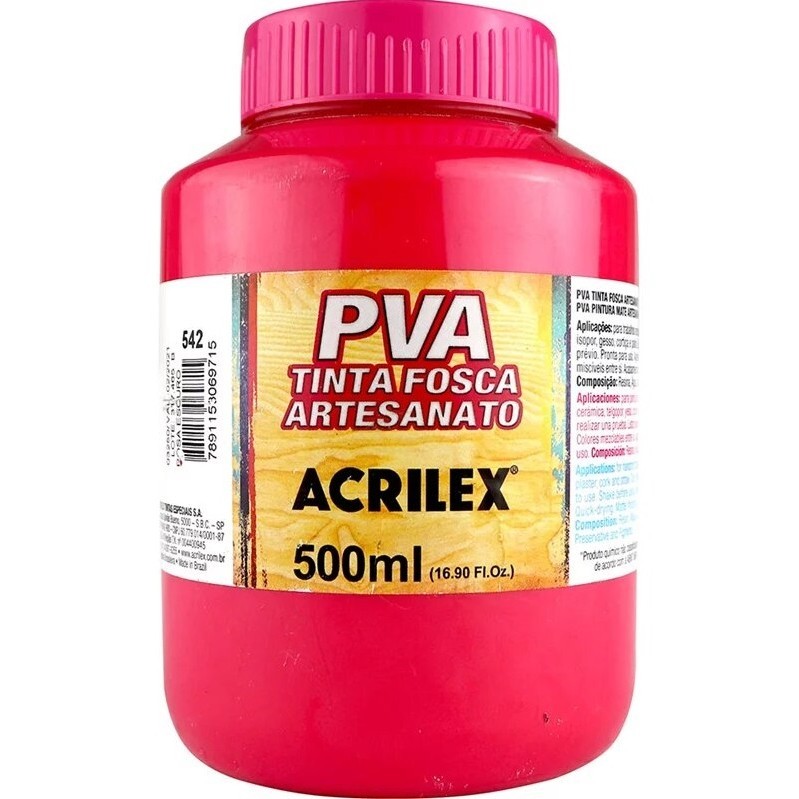 Tinta PVA Fosca 500ml Ref 542 Rosa Escuro Acrilex