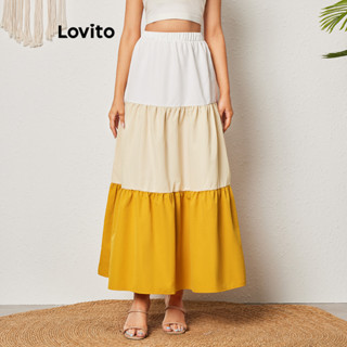 Lovito Saias Casuais De Patchwork Em Camadas Colorblock Para Mulheres LBL08337