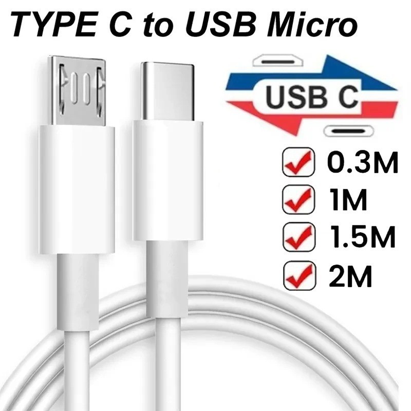 0.3/1/1.5/2M-Para A Maioria Dos Telefones Android-Cabo USB Tipo C Micro De Transferência De Dados De Carregamento De Tel