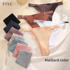 Finetooo Calcinha De Algodão Para Mulher Fio Dental Lingerie De Cor Sólida Intimida