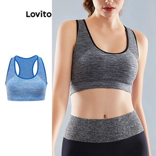 Lovito Sutiã Esportivo Esportivo Com Patchwork Contrastante Para Mulheres LNL43090