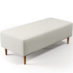 Puff Decorativo Sala de Estar Bali W01 Pés Palito 120x50 cm Linho Champagne - Lyam Decor