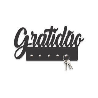 Porta Chaves Gratidão MDF Preto Fosco em Oferta na Shopee